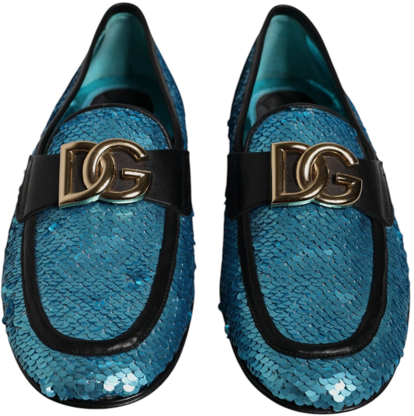 Dolce & Gabbana Blue Sequined Loafers Formal Dress Shoes