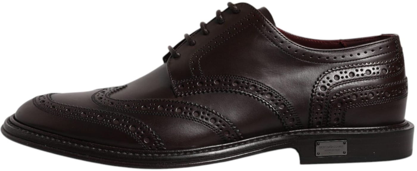 Dolce & Gabbana Brown Leather Derby Wingtip Lace Up Formal Dress Shoes