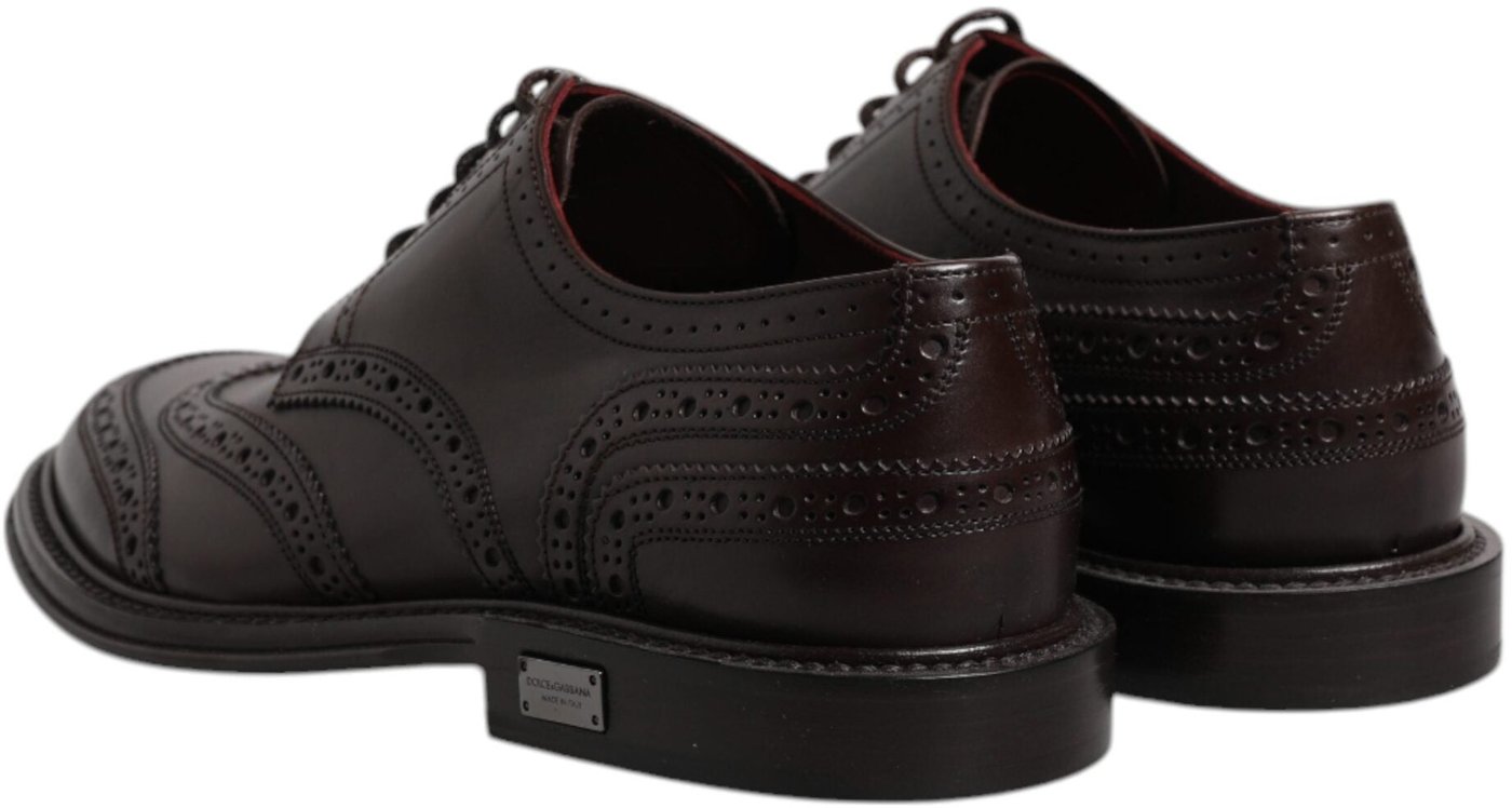 Dolce & Gabbana Brown Leather Derby Wingtip Lace Up Formal Dress Shoes
