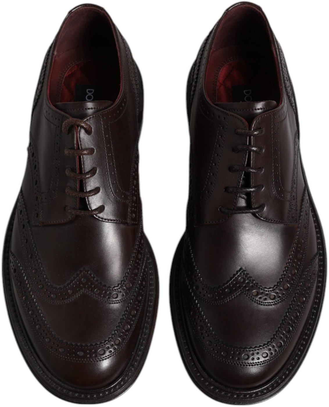 Dolce & Gabbana Brown Leather Derby Wingtip Lace Up Formal Dress Shoes