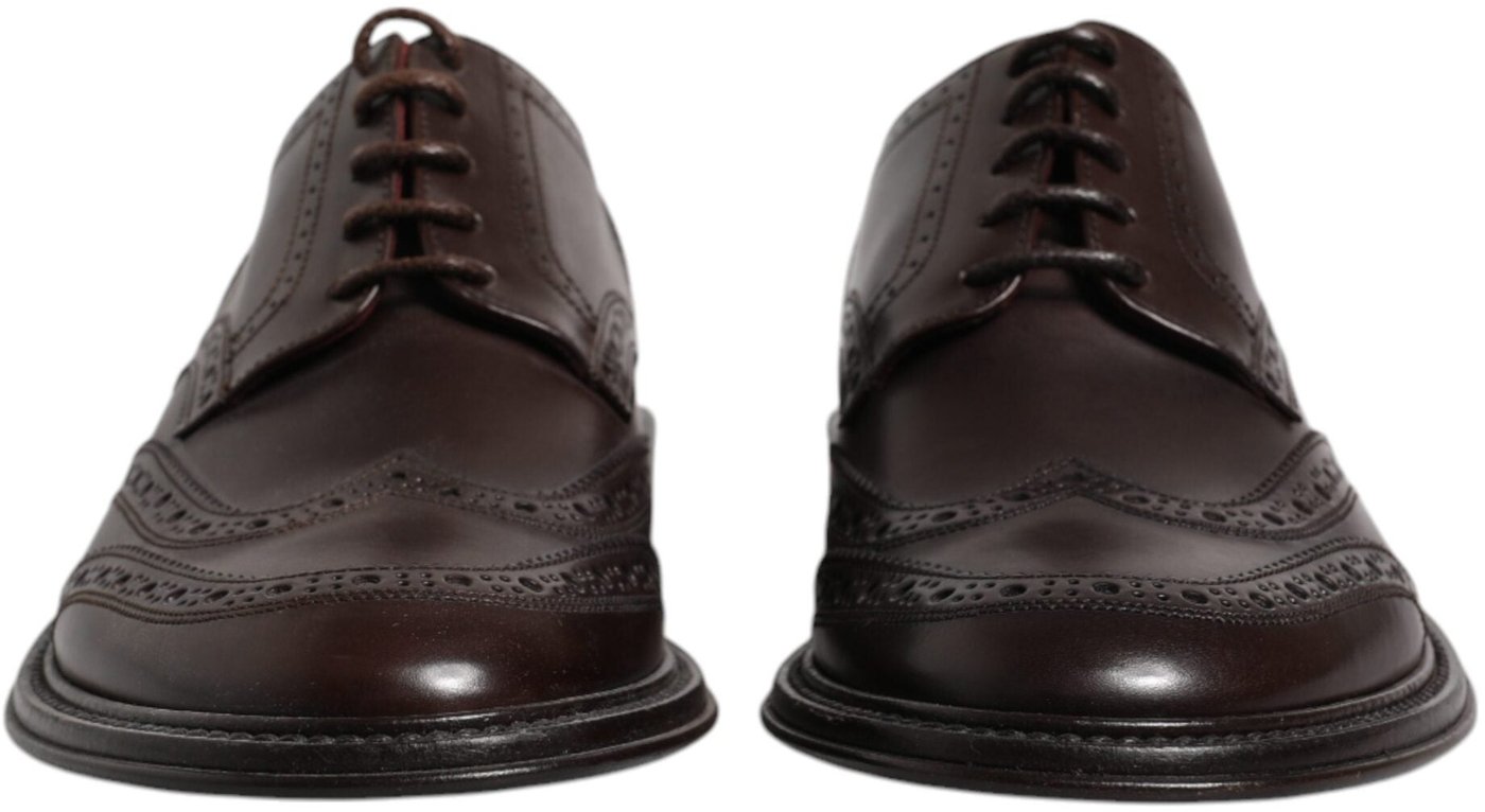 Dolce & Gabbana Brown Leather Derby Wingtip Lace Up Formal Dress Shoes