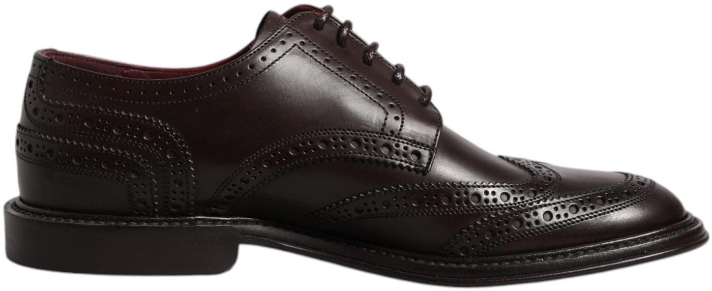 Dolce & Gabbana Brown Leather Derby Wingtip Lace Up Formal Dress Shoes