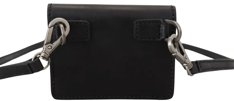 Dolce & Gabbana Black Leather Bifold Shoulder Sling Women Wallet