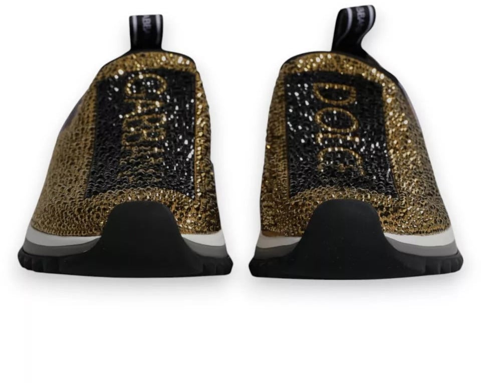 Dolce & Gabbana Gold Rhinestones Sorrento Sneakers Shoes
