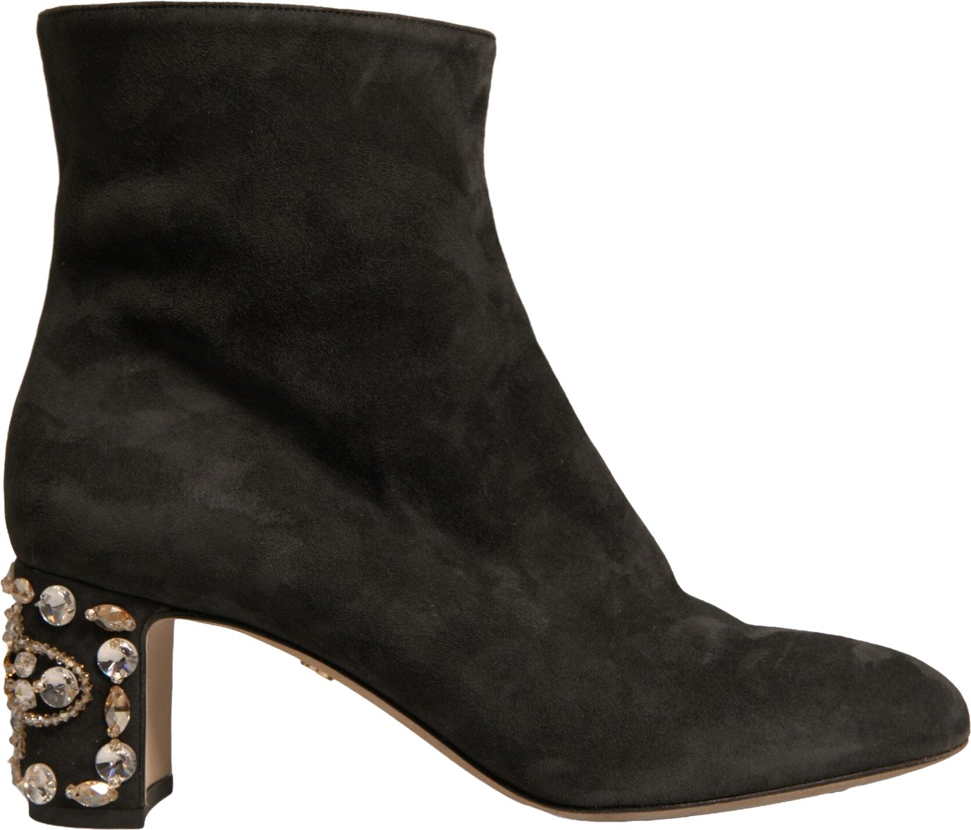 Dolce & Gabbana Black Embellished Heel Ankle Boots Shoes
