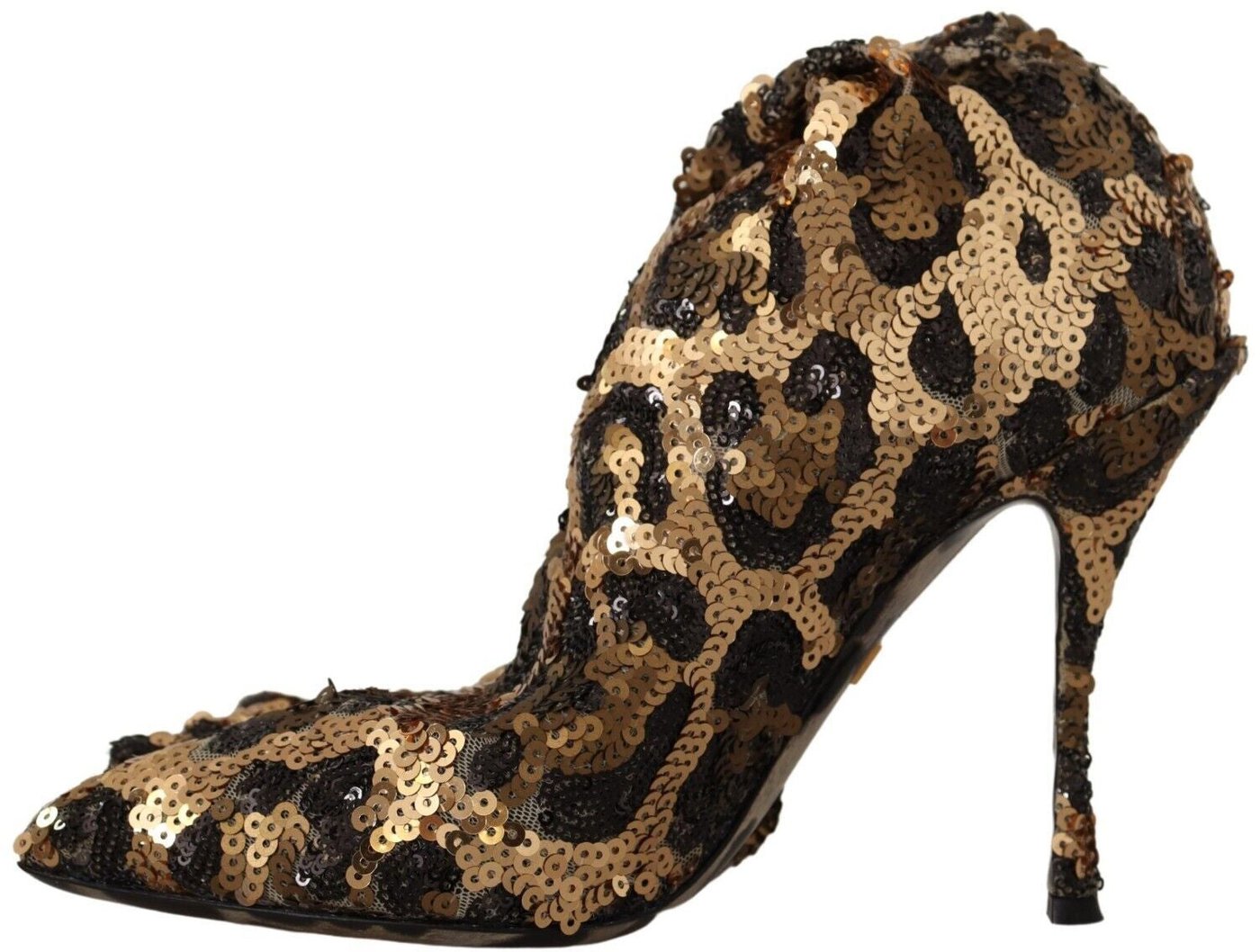 Dolce & Gabbana Gold Leopard Sequins Heels Boots Shoes