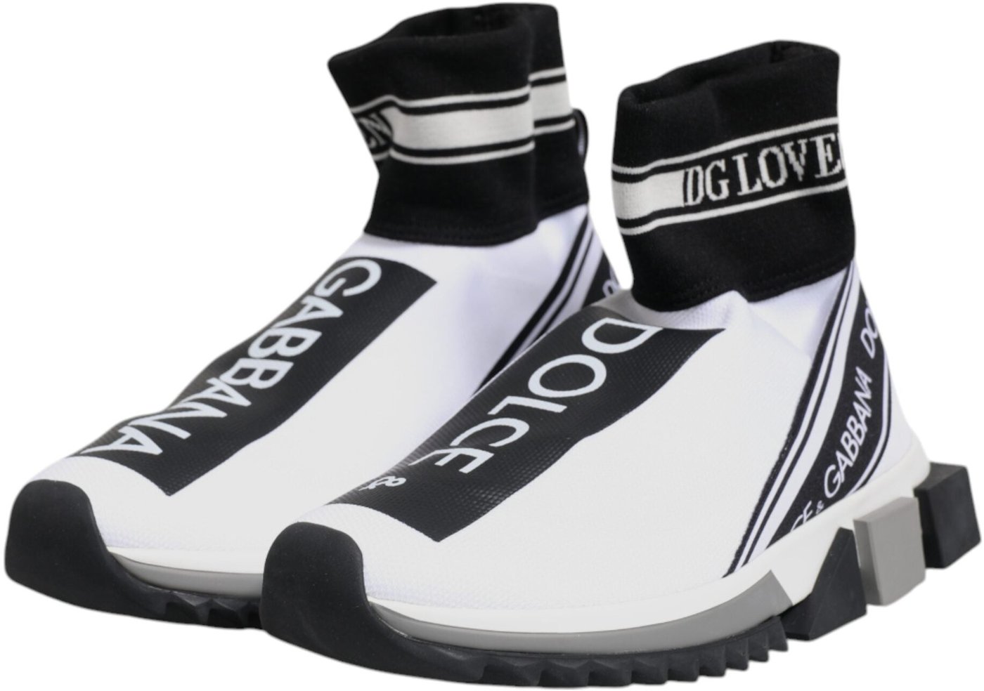 Dolce & Gabbana White Black Sorrento Socks Sneakers Shoes