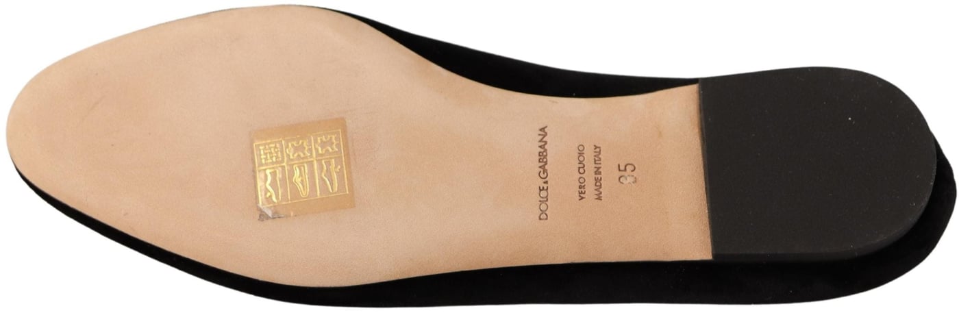 Dolce & Gabbana Black DG Sacred Heart Patch Slip On Flat Shoes