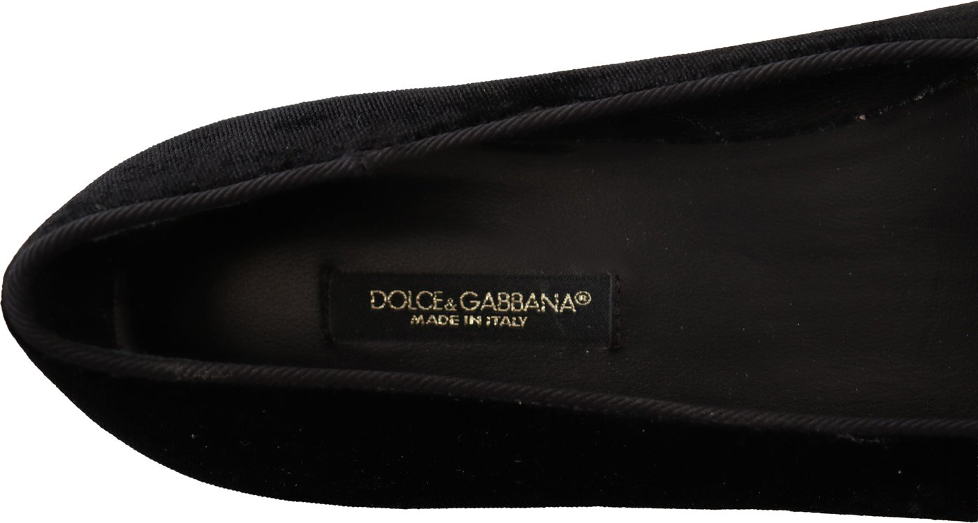 Dolce & Gabbana Black DG Sacred Heart Patch Slip On Flat Shoes
