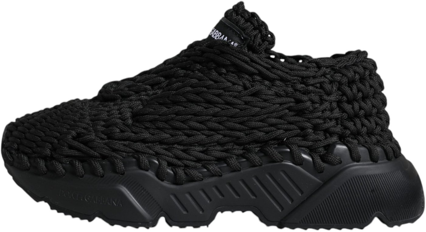Dolce & Gabbana Black Knitted Daymaster Sneakers Shoes