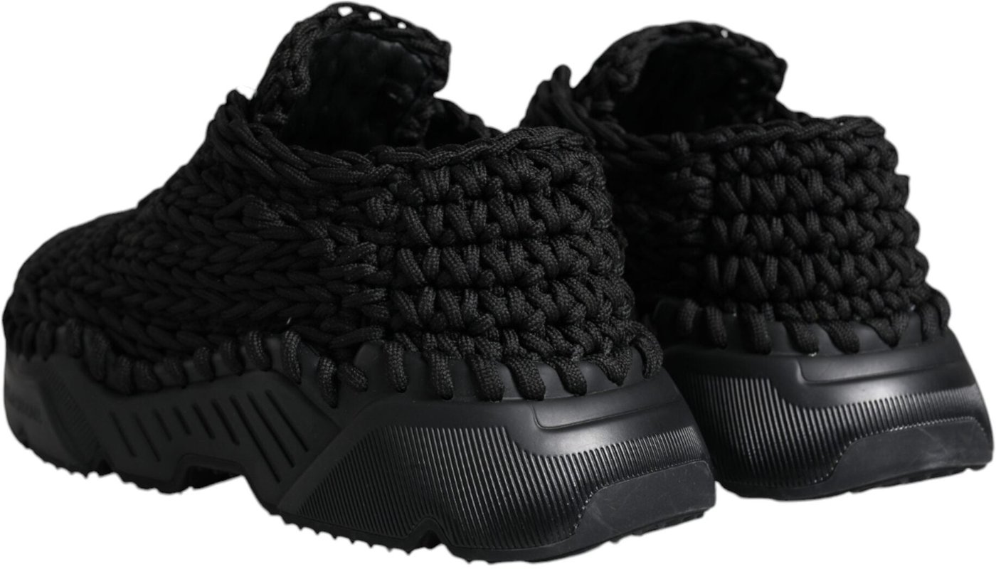 Dolce & Gabbana Black Knitted Daymaster Sneakers Shoes