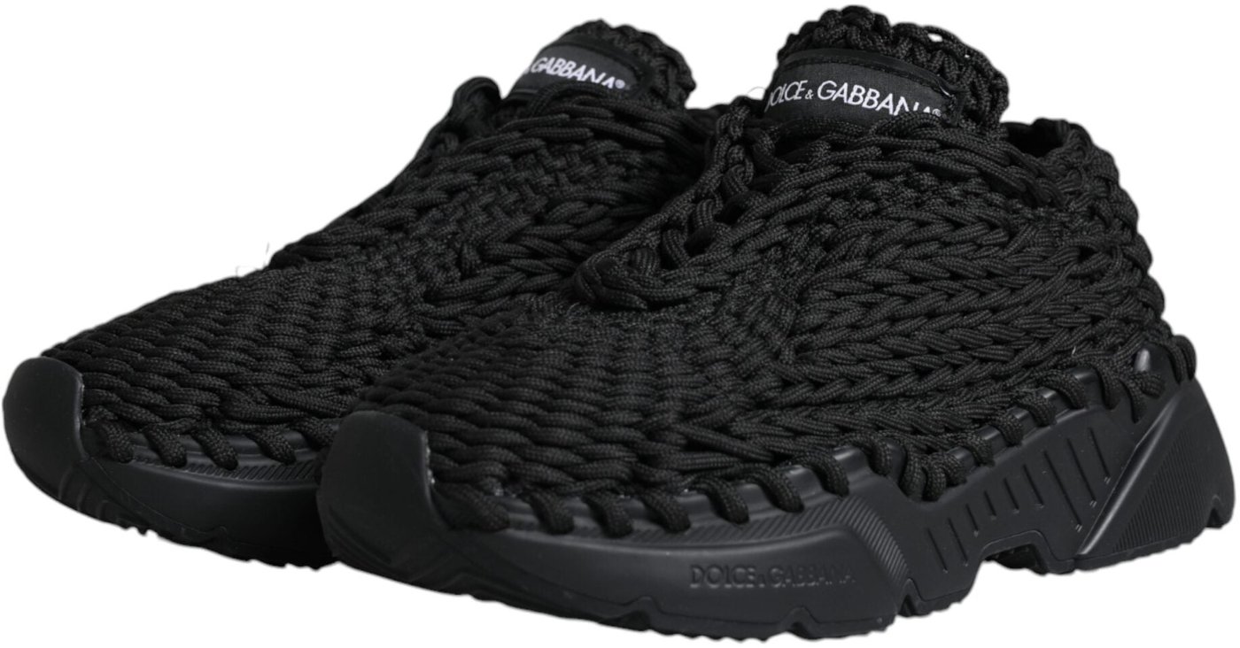 Dolce & Gabbana Black Knitted Daymaster Sneakers Shoes