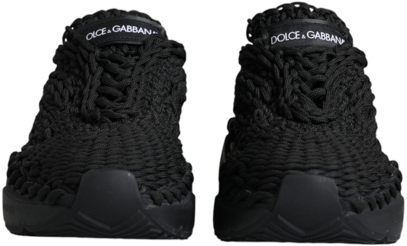 Dolce & Gabbana Black Knitted Daymaster Sneakers Shoes
