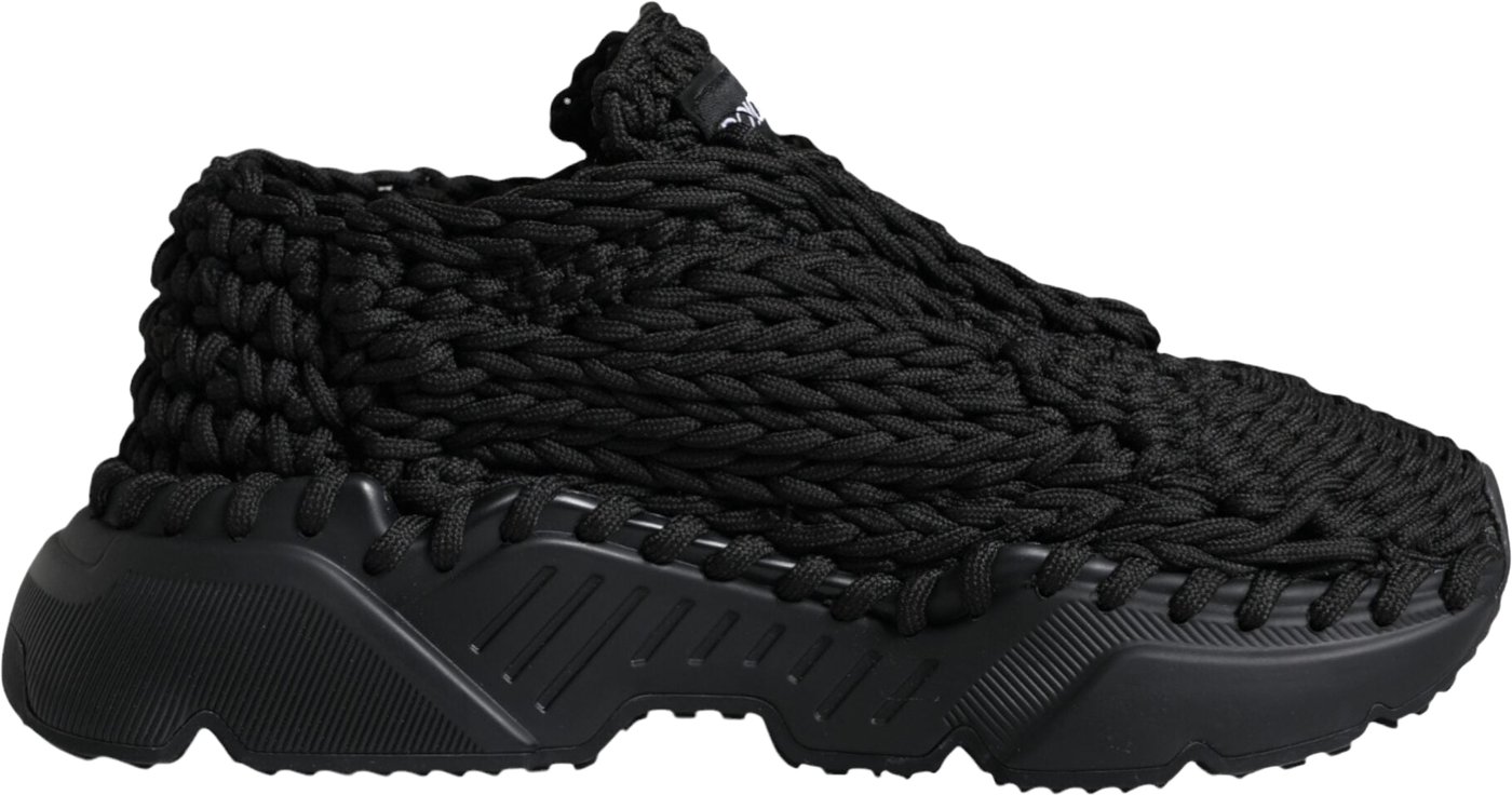 Dolce & Gabbana Black Knitted Daymaster Sneakers Shoes