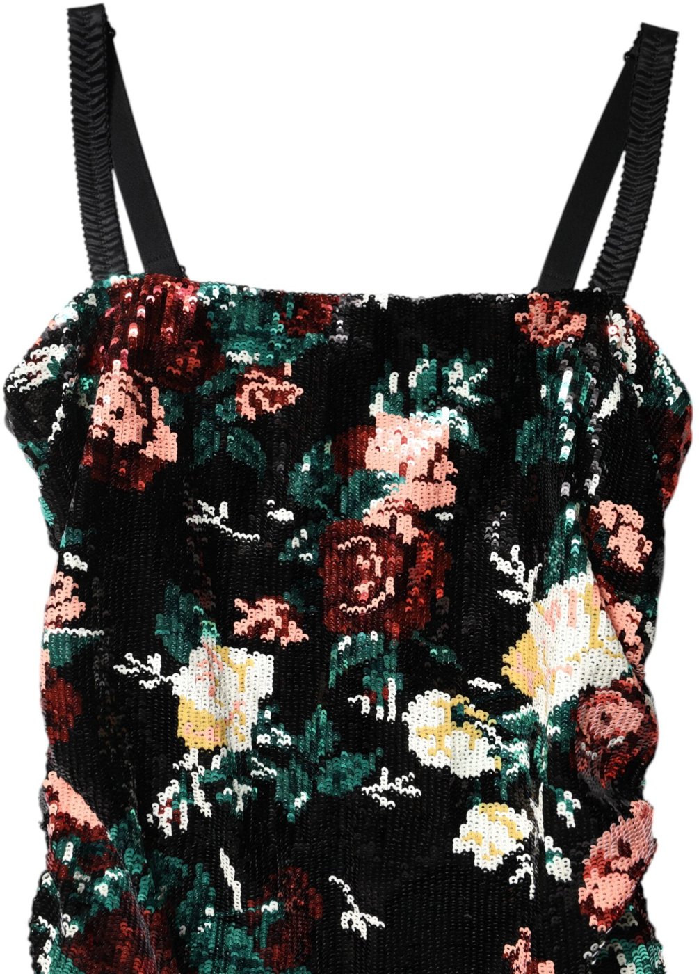 Dolce & Gabbana Black Floral Sequin Sleeveless Sheath Dress
