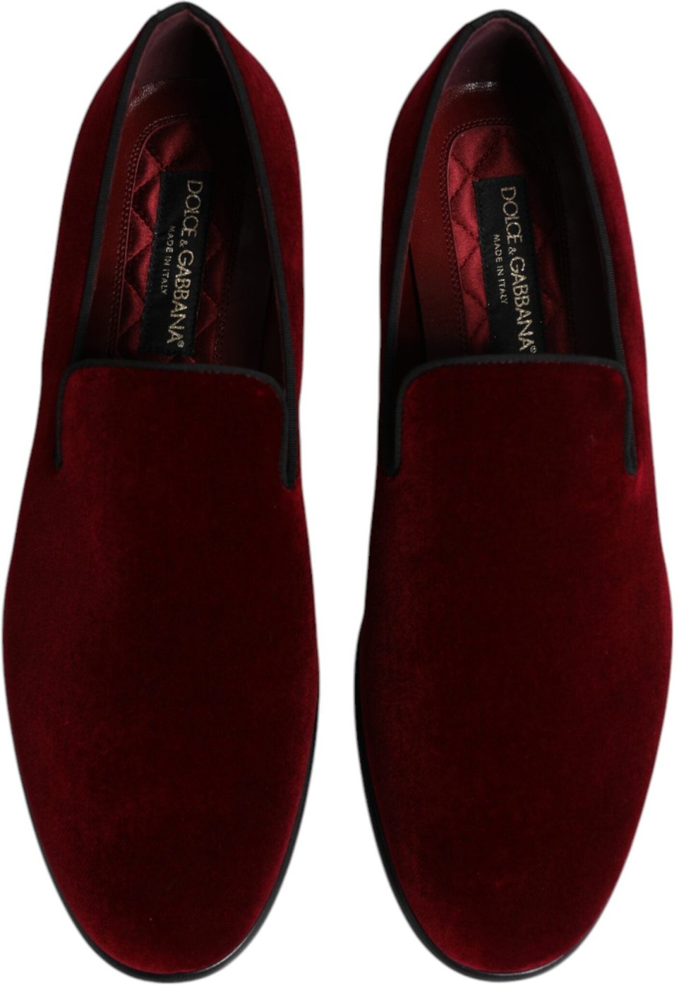 Dolce & Gabbana Red Cotton Velvet Slip On Loafers Formal Shoes