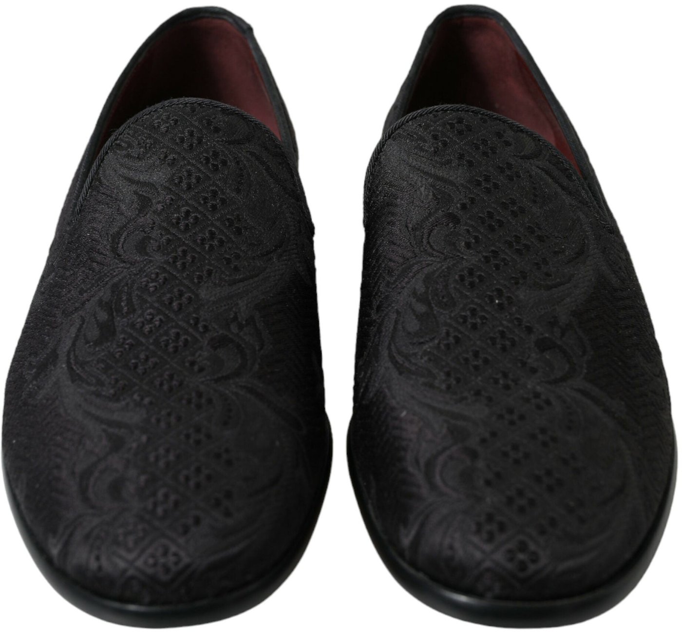 Dolce & Gabbana Black Brocade Men Slip On Loafer Dress Shoes