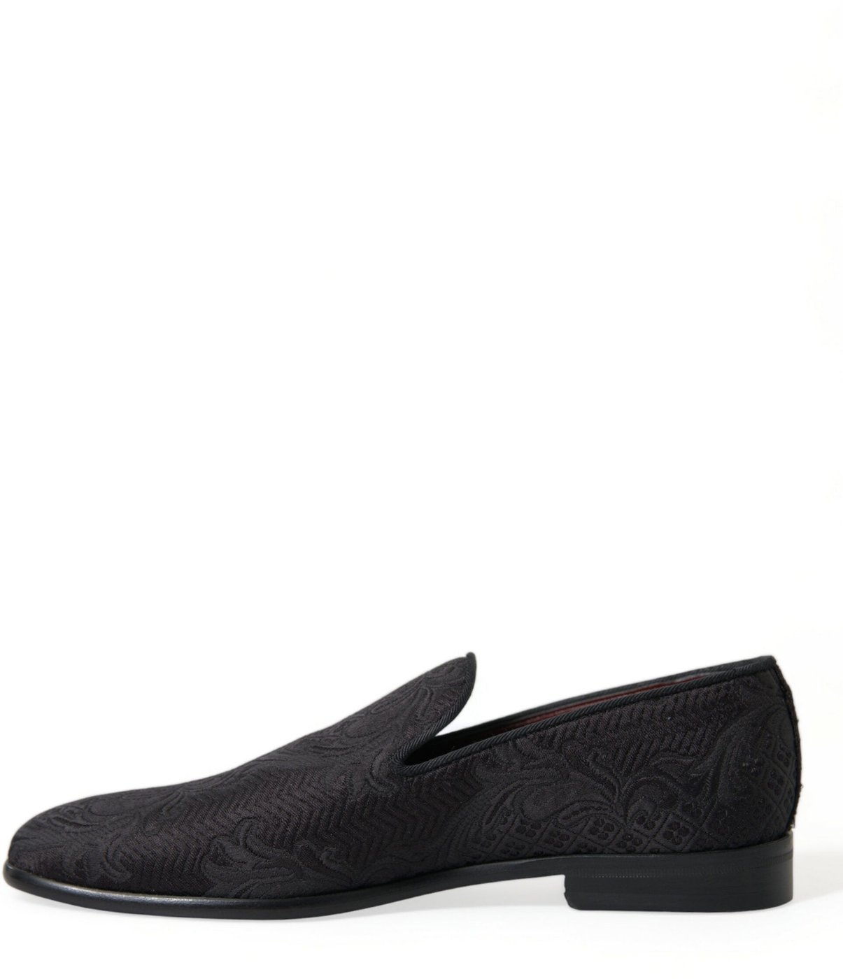Dolce & Gabbana Black Brocade Men Slip On Loafer Dress Shoes