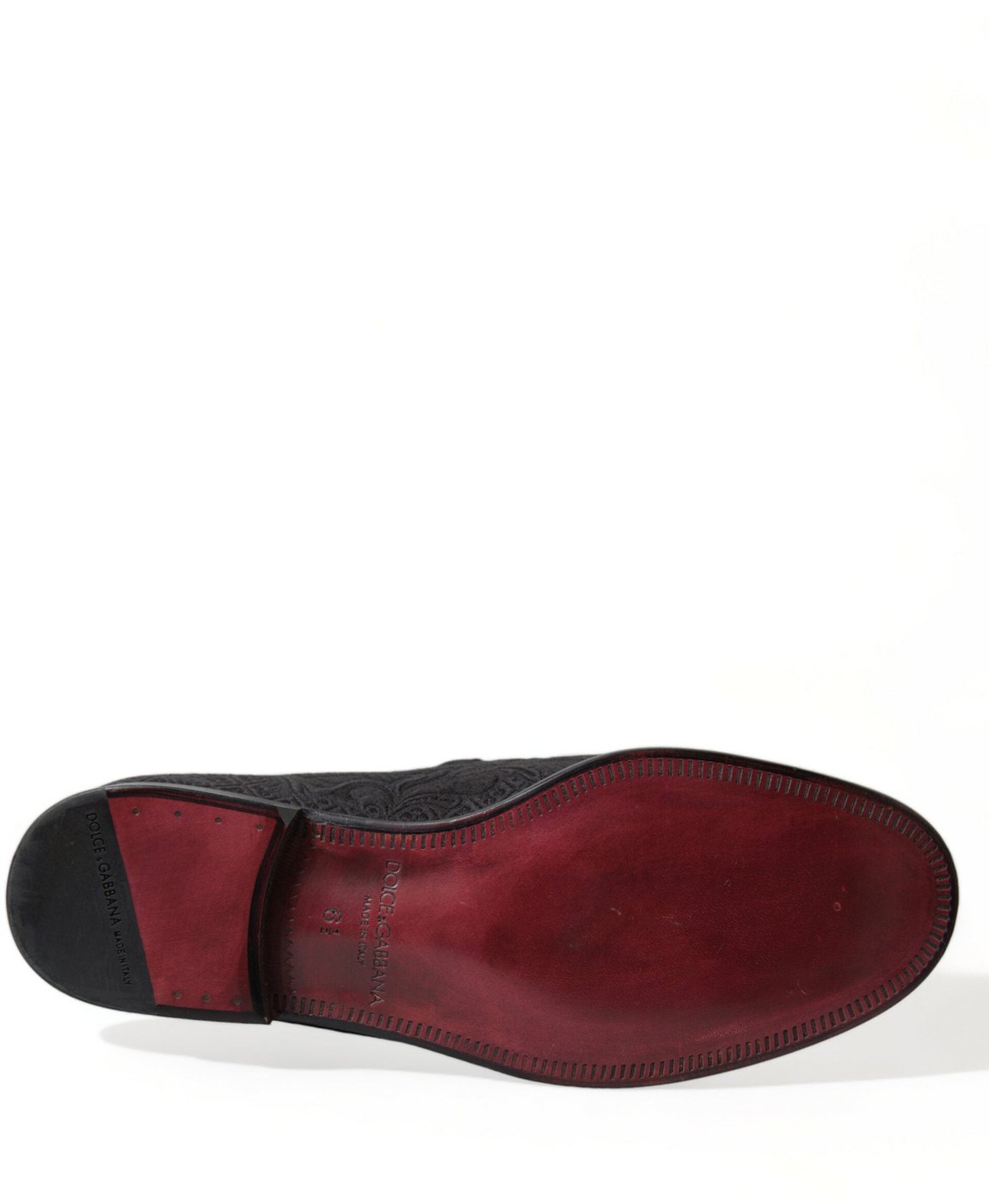 Dolce & Gabbana Black Brocade Men Slip On Loafer Dress Shoes