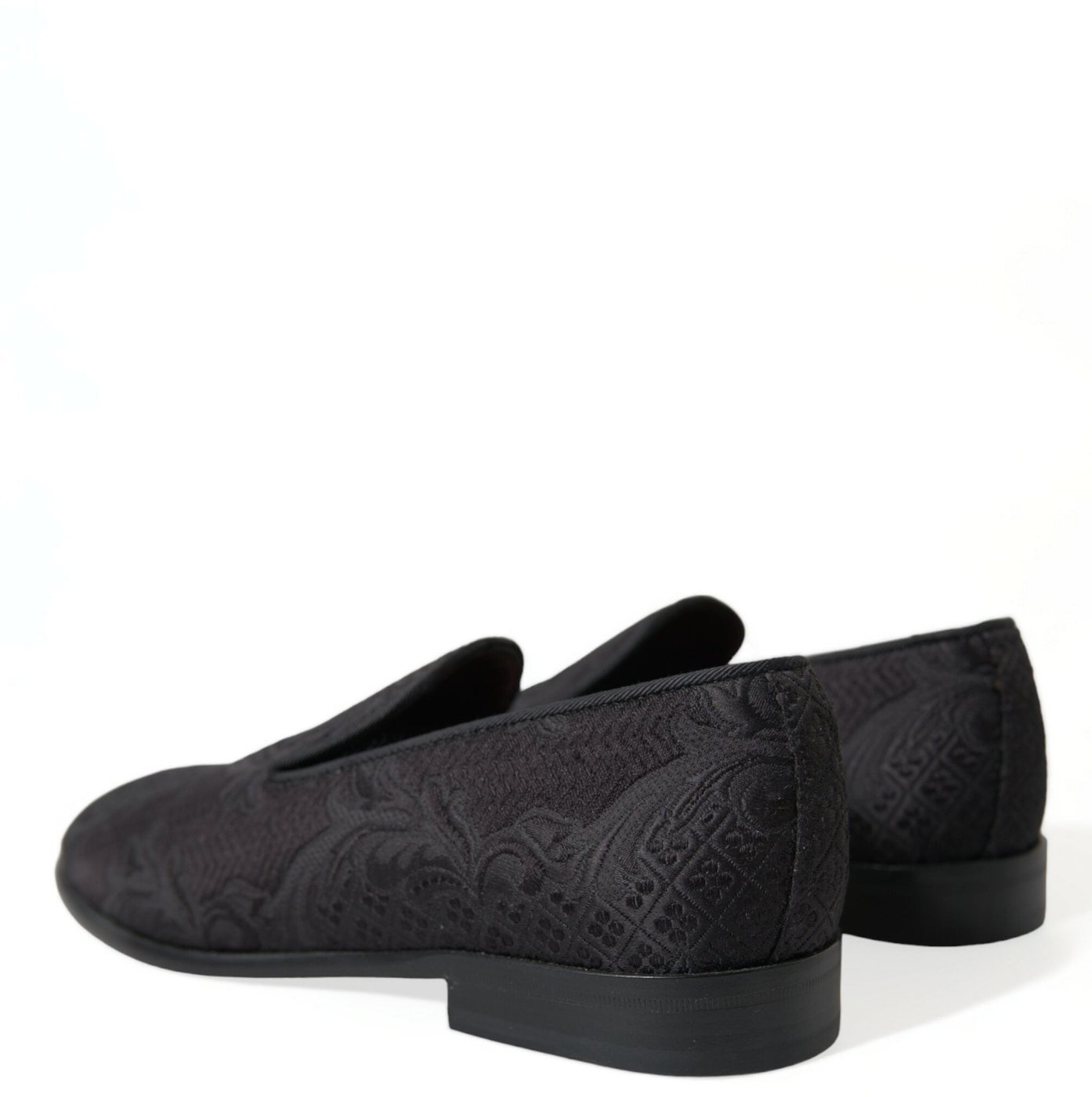 Dolce & Gabbana Black Brocade Men Slip On Loafer Dress Shoes