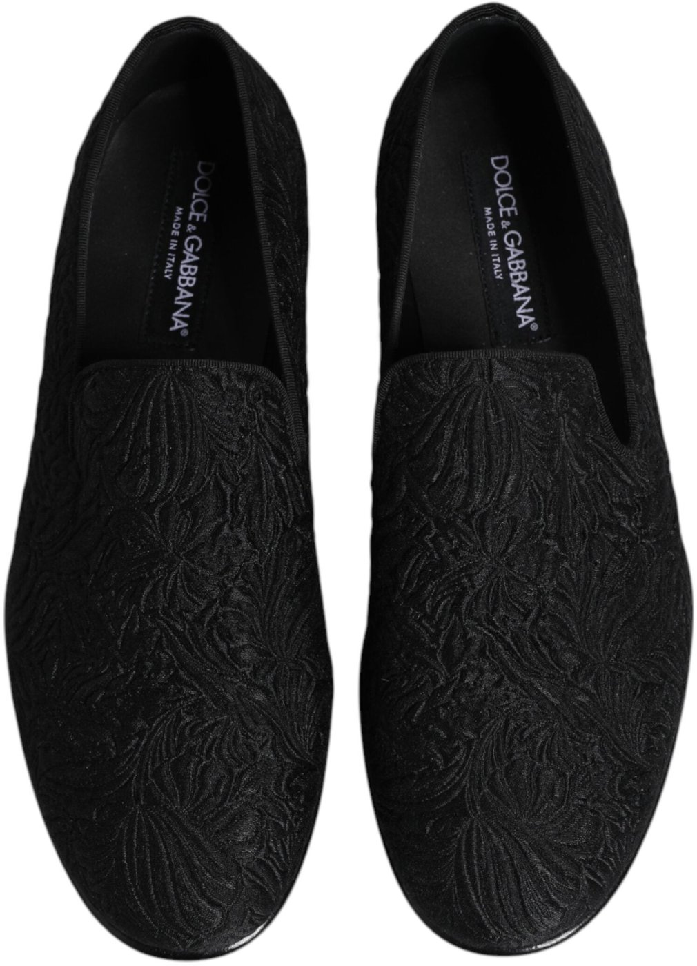 Dolce & Gabbana Black Jacquard Slip On Loafers Formal Shoes