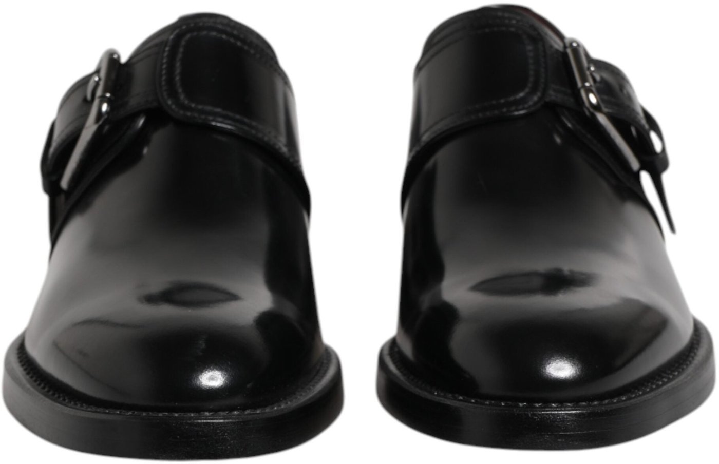 Dolce & Gabbana Black Leather Monk Strap Derby Formal Shoes