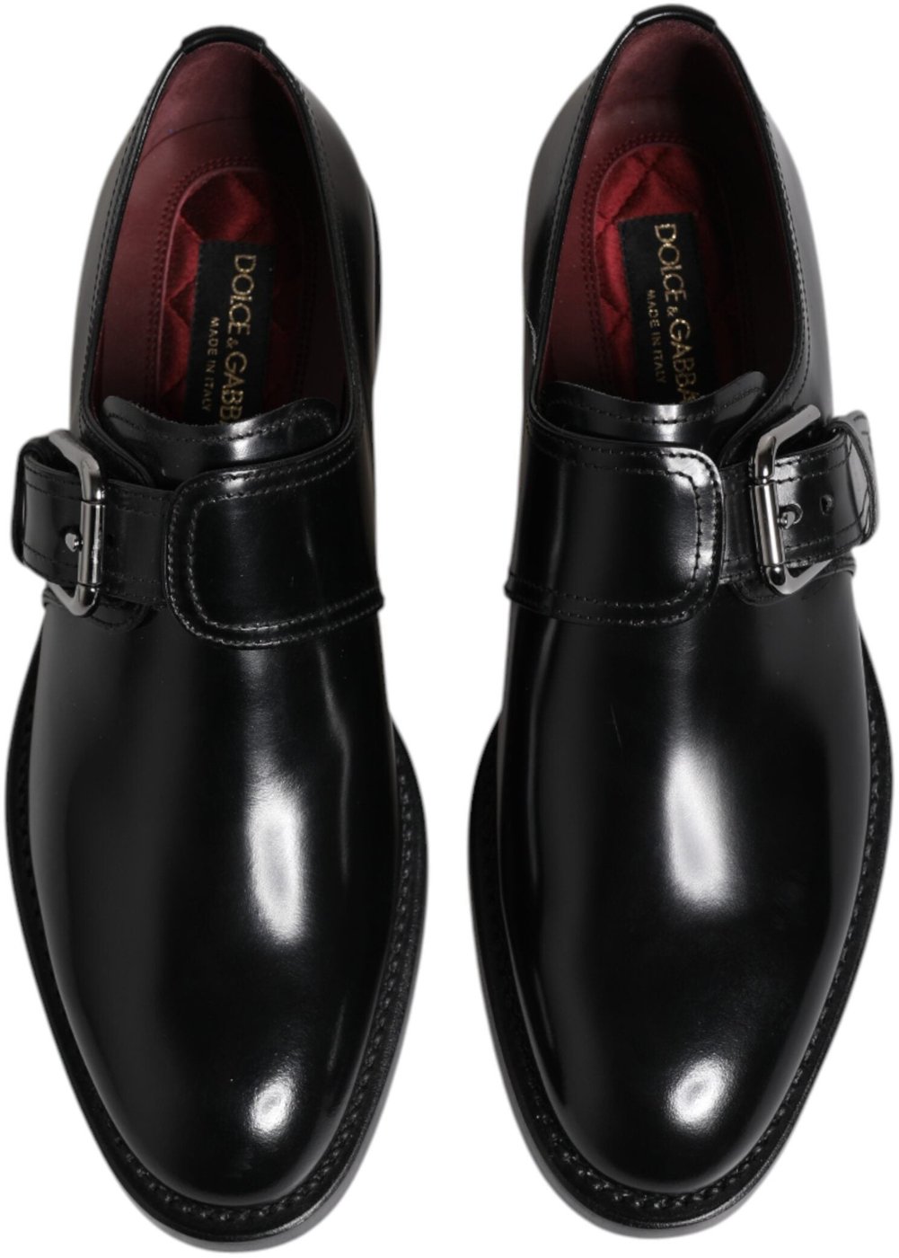 Dolce & Gabbana Black Leather Monk Strap Derby Formal Shoes