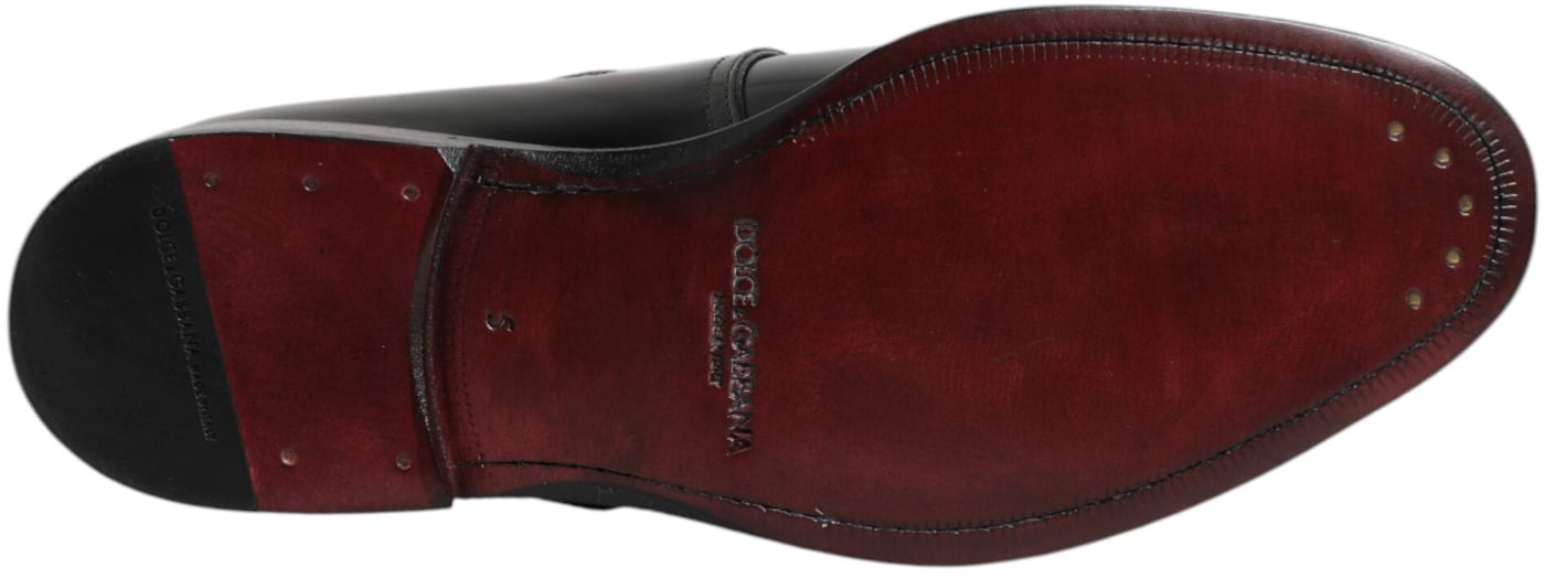 Dolce & Gabbana Black Leather Monk Strap Derby Formal Shoes