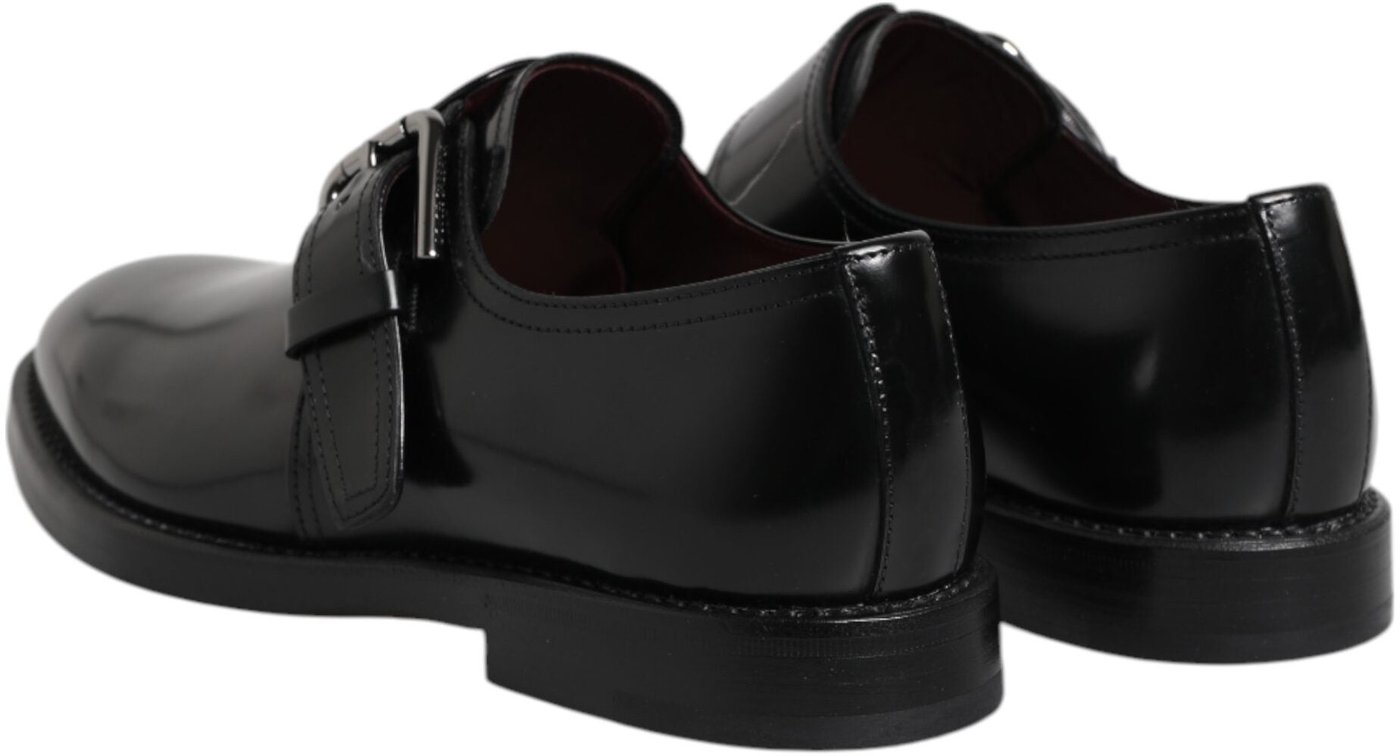 Dolce & Gabbana Black Leather Monk Strap Derby Formal Shoes