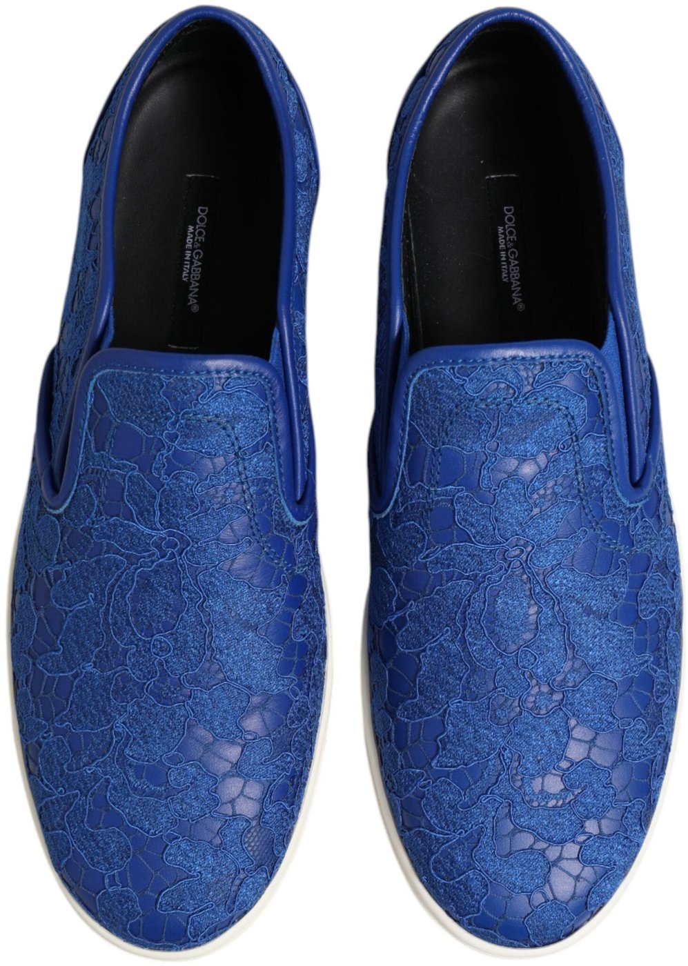 Dolce & Gabbana Blue Leather Lace Slip On Sneaker Shoes