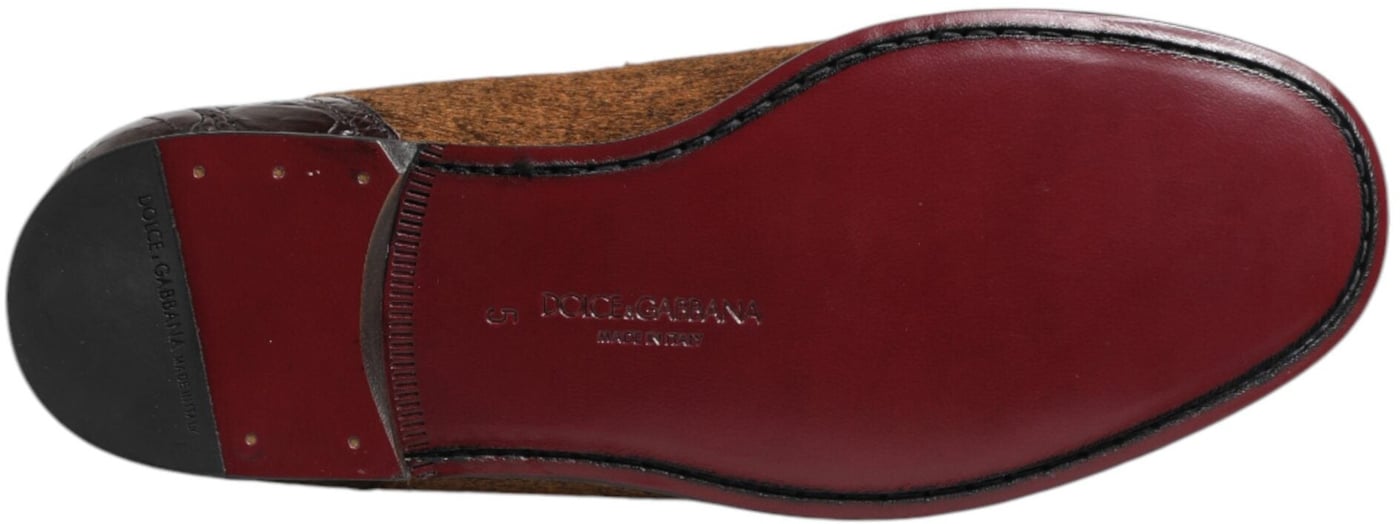 Dolce & Gabbana Brown Loafers Leather Slip On Men Dress Shoes