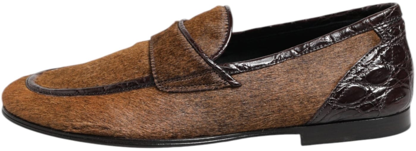 Dolce & Gabbana Brown Loafers Leather Slip On Men Dress Shoes