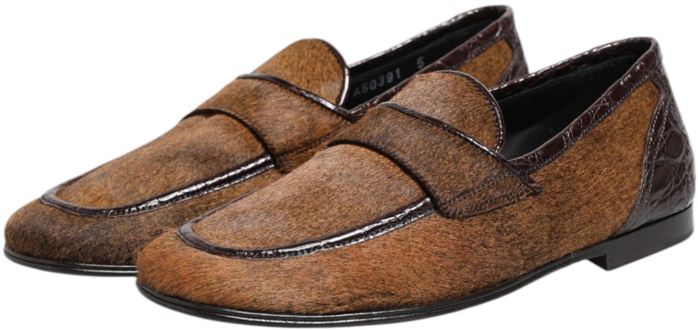 Dolce & Gabbana Brown Loafers Leather Slip On Men Dress Shoes