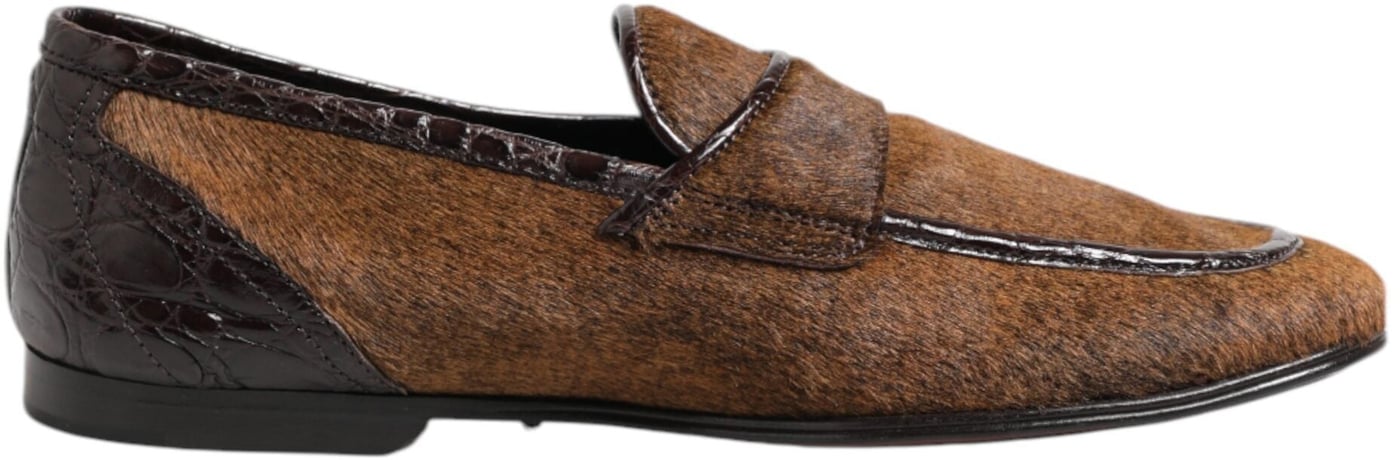 Dolce & Gabbana Brown Loafers Leather Slip On Men Dress Shoes