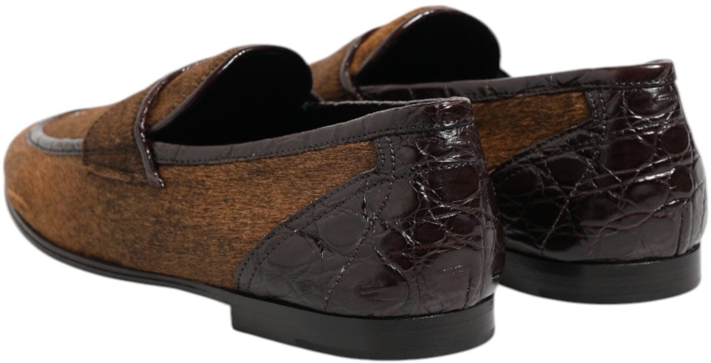 Dolce & Gabbana Brown Loafers Leather Slip On Men Dress Shoes