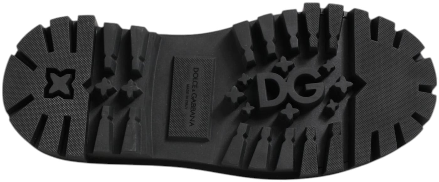 Dolce & Gabbana Black Patent Leather Trekking Derby Shoes
