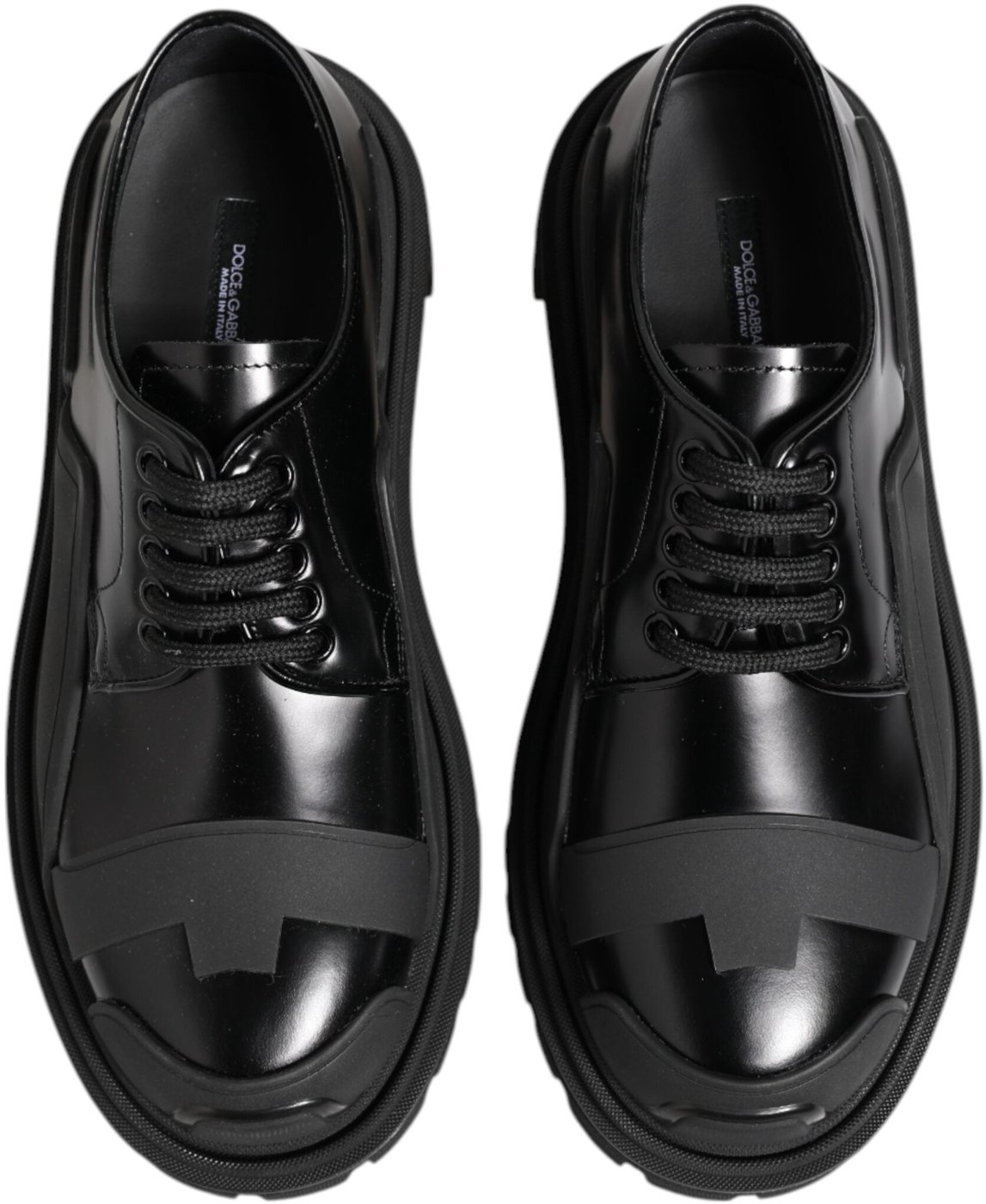 Dolce & Gabbana Black Patent Leather Trekking Derby Shoes