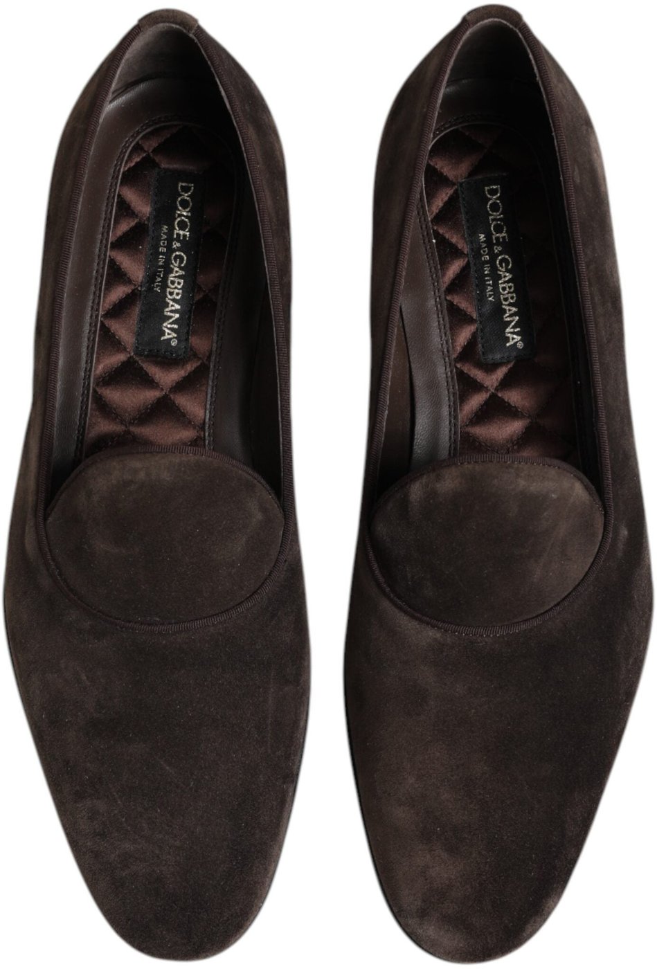 Dolce & Gabbana Brown Velvet Leather Slip On Loafers Shoes