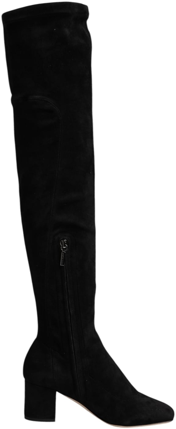 Dolce & Gabbana Black Suede Leather Knee High Boots Shoes
