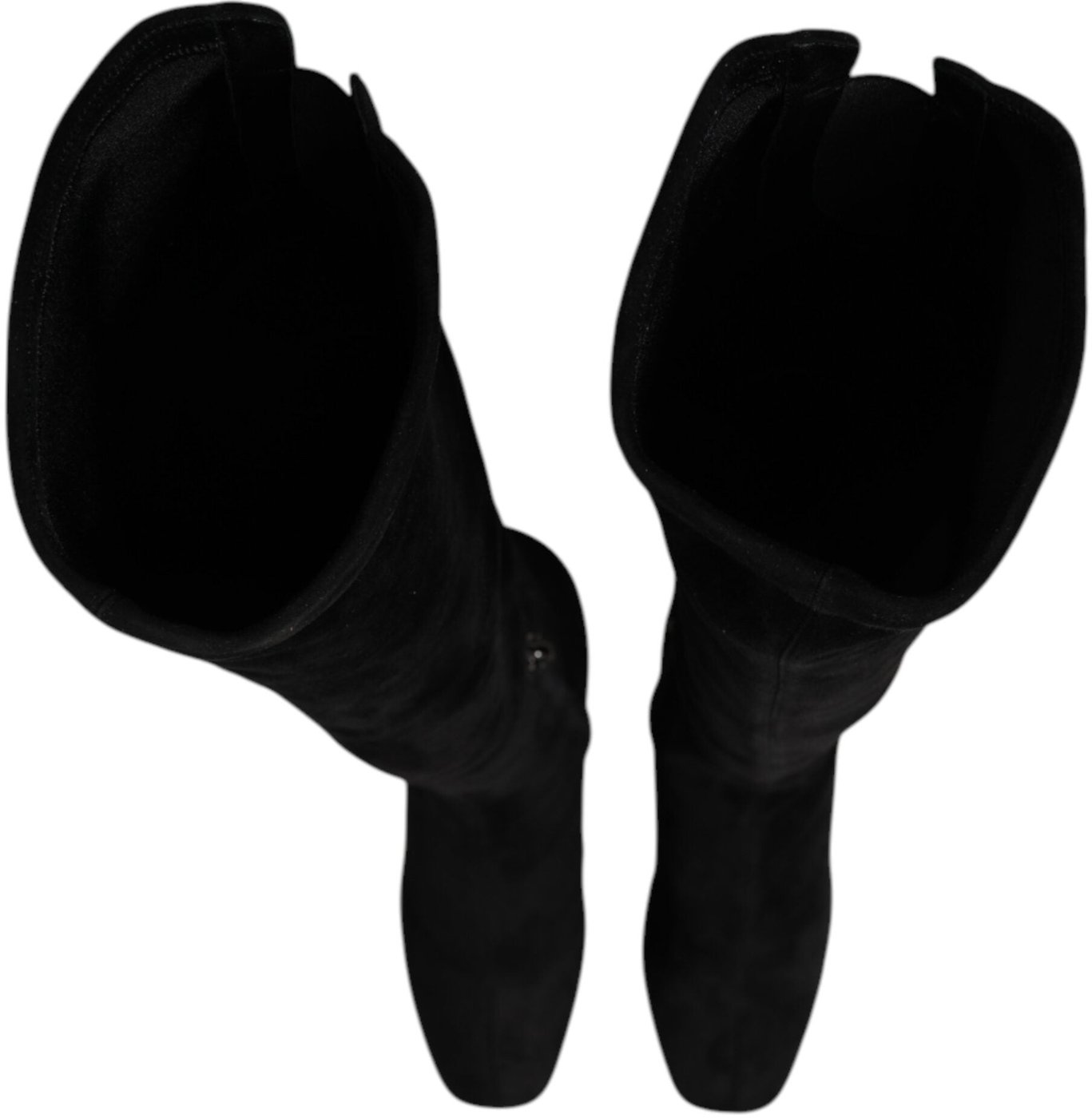 Dolce & Gabbana Black Suede Leather Knee High Boots Shoes