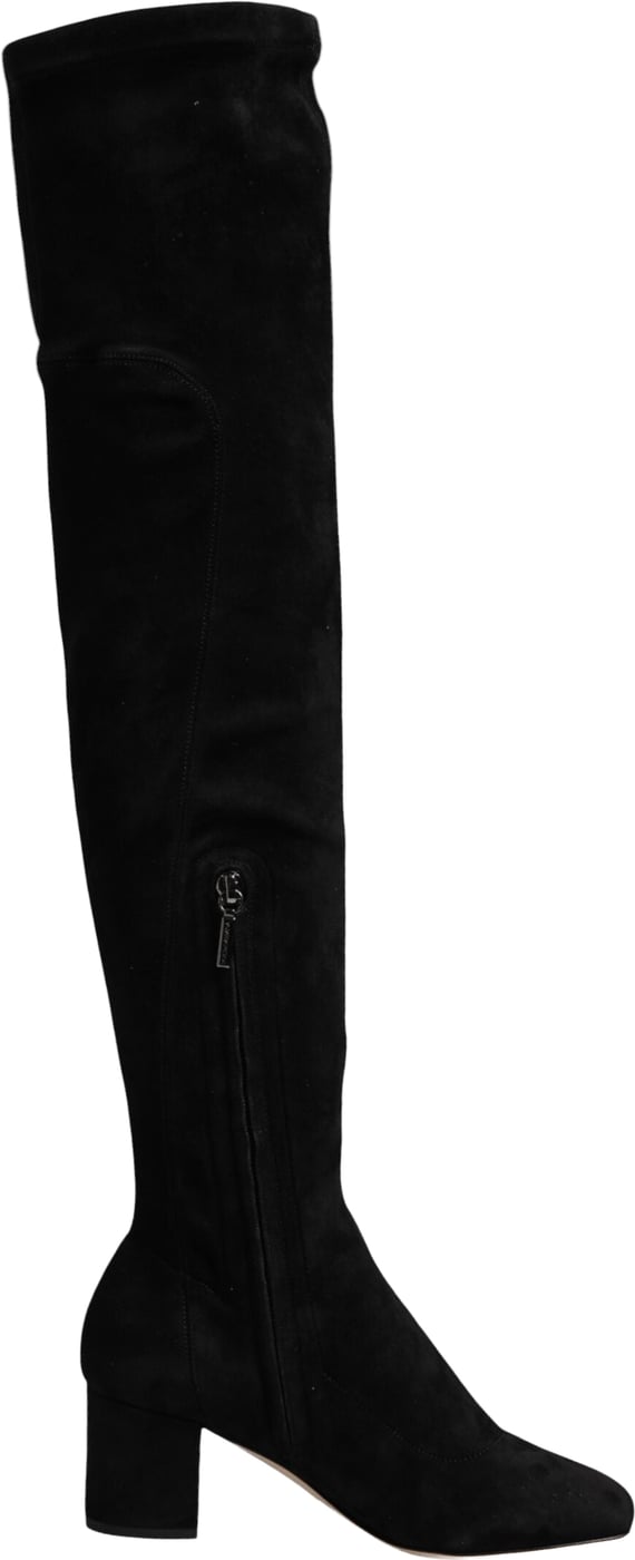 Dolce & Gabbana Black Suede Leather Knee High Boots Shoes