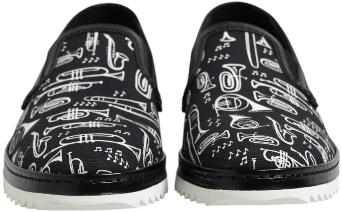 Dolce & Gabbana Black Slip On Printed Men Loafers Shoes