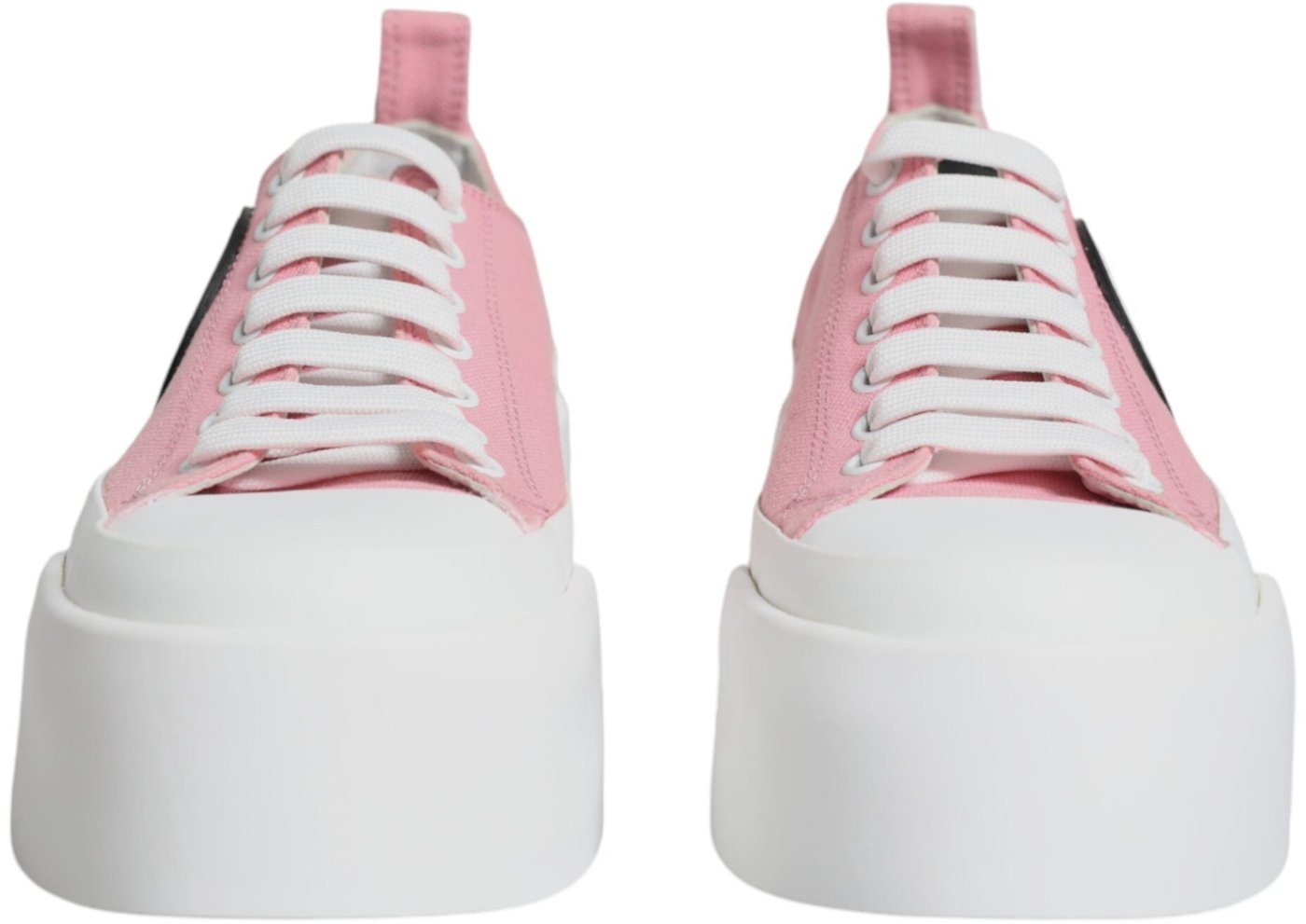 Dolce & Gabbana Pink White Canvas Logo Low Top Sneakers Shoes