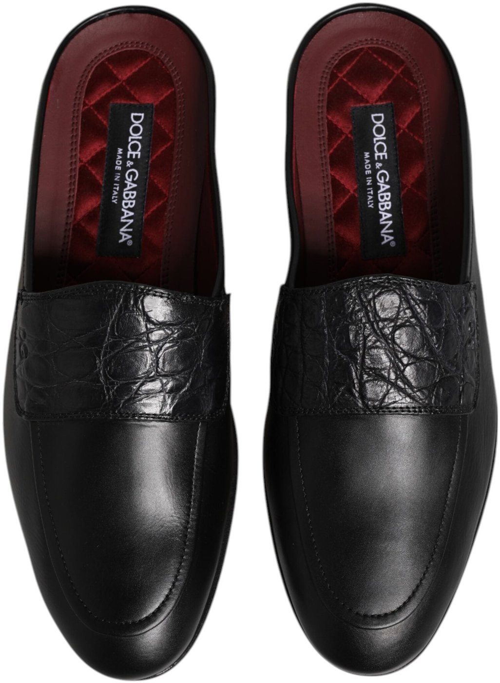 Dolce & Gabbana Black Calfskin Leather Slip On Loafers Shoes