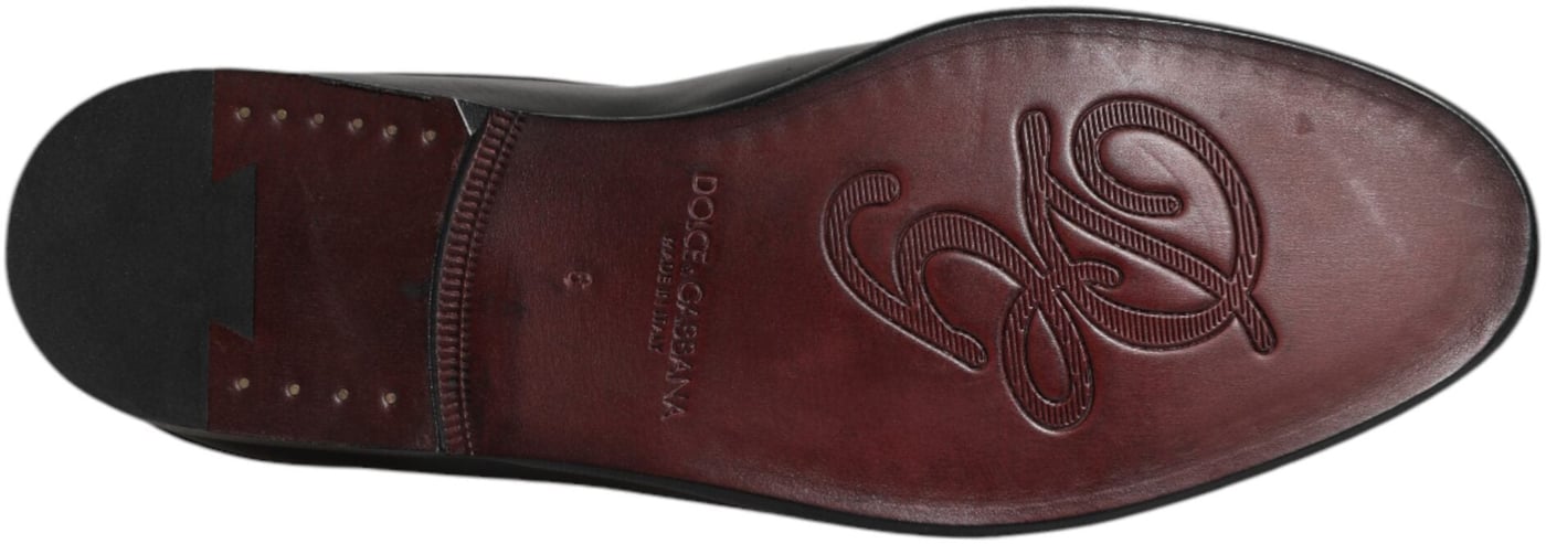 Dolce & Gabbana Black Calfskin Leather Slip On Loafers Shoes
