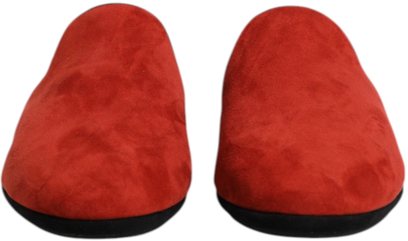Dolce & Gabbana Orange Suede Slides Flat Slipper Shoes