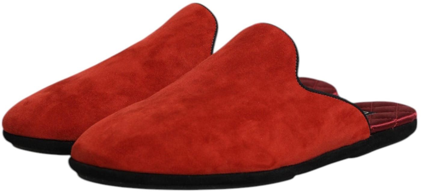 Dolce & Gabbana Orange Suede Slides Flat Slipper Shoes
