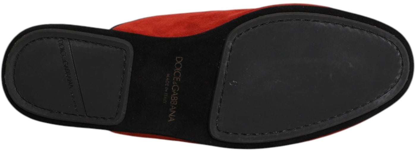 Dolce & Gabbana Orange Suede Slides Flat Slipper Shoes