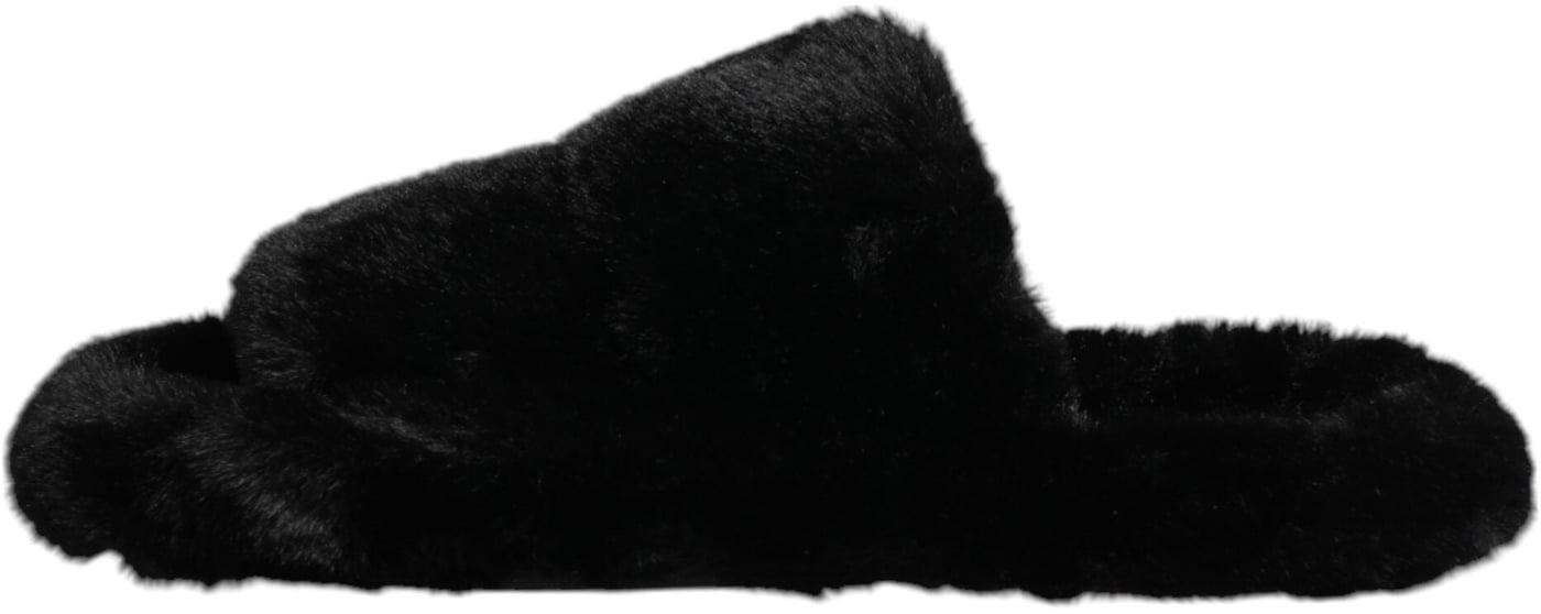 Dolce & Gabbana Black Polyester Velvet Slides Slipper Shoes