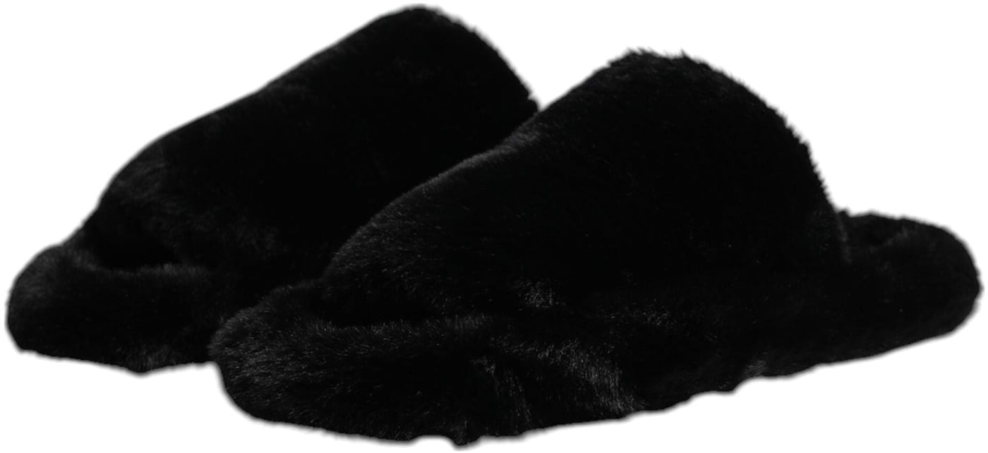 Dolce & Gabbana Black Polyester Velvet Slides Slipper Shoes